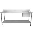 Ver imagem 1 de Mesa Pia Aço Inox Industrial com Paneleiro e Uma Cuba 50x40x25cm (Direito) - 190x60x80cm - Brascool