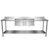 Mesa Pia Aço Inox Industrial com Paneleiro e Duas Cubas 50x40x25cm (Central) - 190x60x80cm - Brascool - 1