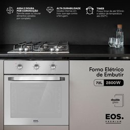 Forno Elétrico de Embutir EOS 72 Litros Porta de Vidro Espelhado EFE72EEM 220V - 6