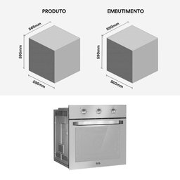 Forno Elétrico de Embutir EOS 72 Litros Porta de Vidro Espelhado EFE72EEM 220V - 5