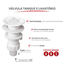 Ver imagem 2 de Válvula para Lavatório e Tanque sem Ladrão com Unho V7 Cor Branco Durín