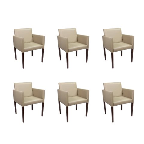 Kit 6 Poltronas Nina Executiva em Tecido Sintético - Bege