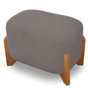 Ver imagem 1 de Puff Oval Pé de Madeira Decorativo para Sala Orgânico Confortável e Reforçado Bouclé Fluffy