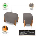 Ver imagem 3 de Puff Oval Pé de Madeira Decorativo para Sala Orgânico Confortável e Reforçado Bouclé Fluffy