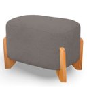 Ver imagem 4 de Puff Oval Pé de Madeira Decorativo para Sala Orgânico Confortável e Reforçado Bouclé Fluffy