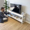 Ver imagem 4 de Rack para TV Linea 140cm Madeira Pinus Branco Artfactory Design