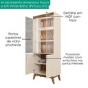 Ver imagem 3 de Cristaleira Paraty 4 Portas Vidro LED 70cm MDP e MDF Off White Amendoa