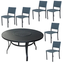 Ver imagem 1 de Mesa Giratória de Alumínio 1,40m de Diâmetro + 6 Cadeiras de Alumínio e Corda Náutica