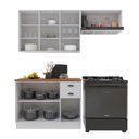 Ver imagem 3 de Armário de Cozinha Modulada Compacta Fidelitá Nara 100% MDF 3 Peças 200cm 8 Portas 2 Gavetas com