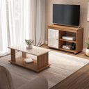 Ver imagem 1 de Sala de Estar Completa para Tv até 42 Polegadas 1 Porta e Mesa de Centro Cinamomo/off White - Pnr Mó