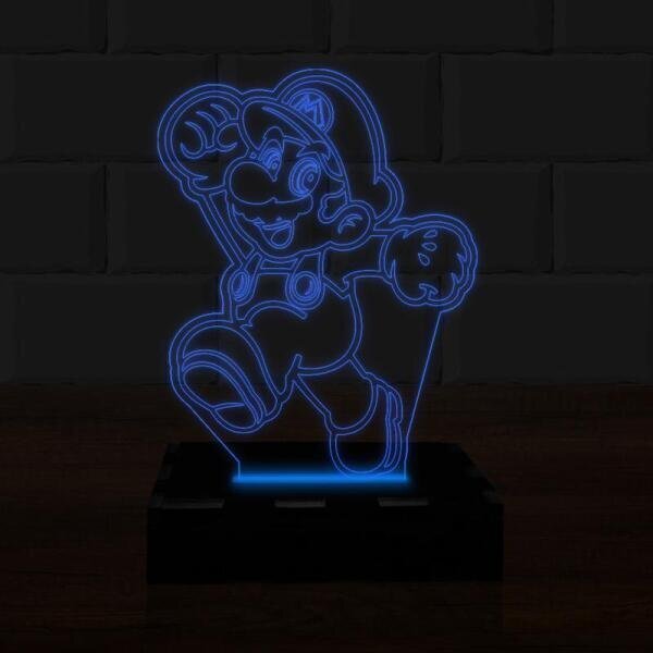 Luminária Led 3D Mario Bros Abajur 16 Cores e Controle 3 | MadeiraMadeira