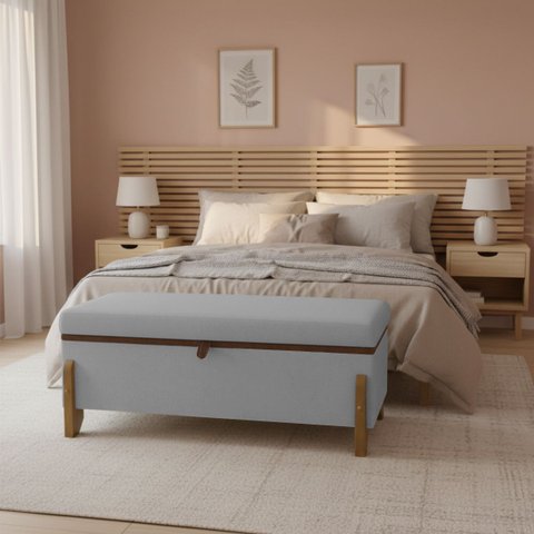 Puff Recamier Baú Versallies 150 cm para Sala Quarto Bouclé