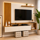 Ver imagem 1 de Painel TV 65 Kiara Casa 812 MDP 1,94m Moderno Ripado 2 Portas Sala de Estar TV