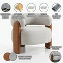 Ver imagem 6 de Poltrona Curva Orgânica Moderna Linho Bege Corino Linha Premium Sala Quarto Recepção Escritório Prem