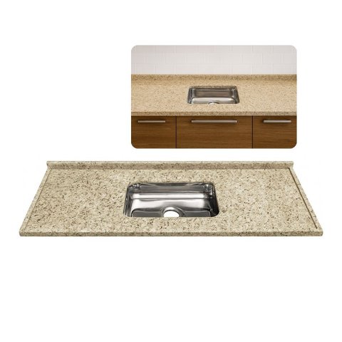 Pia Cozinha Granito Ornamental 180cm Cuba Inox 14cm Completo:Ornamental