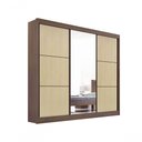 Ver imagem 3 de Guarda Roupa Cristal Casal 3 Portas Ripado sem Pés 6 Gavetas D' Doro Castanho/off White