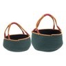 Jogo 2 Peças Decorativa Organizadora Cesta Tecido Verde - 1