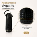 Ver imagem 6 de Garrafa Térmica Valentina 1,8L Preta com Pressão e Detalhes Dourados
