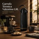 Ver mais imagens de Garrafa Térmica Valentina 1,8L Preta com Pressão e Detalhes Dourados