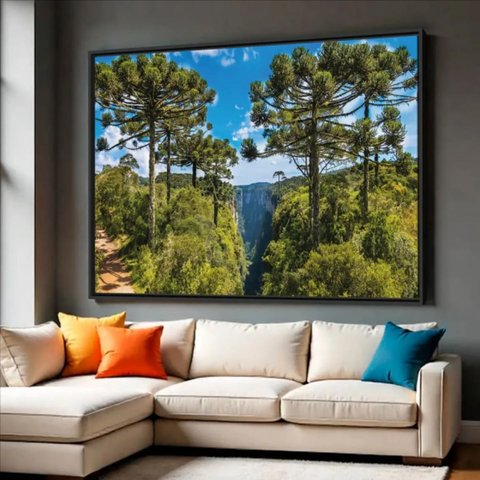 Quadro Paisagem Árvores de Araucárias Natureza Exuberante