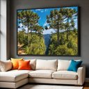 Ver imagem 1 de Quadro Paisagem Árvores de Araucárias Natureza Exuberante