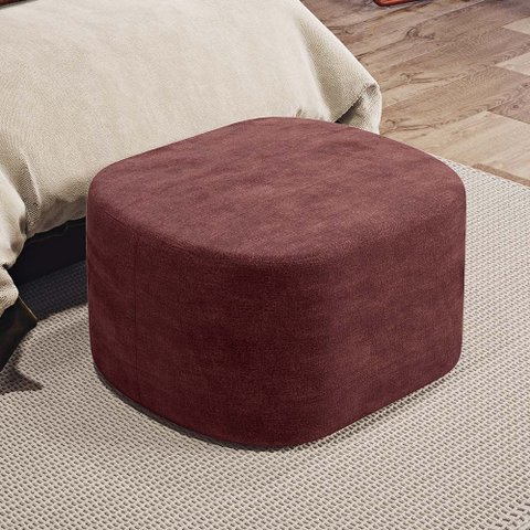 Puff Decorativo Orgânico para Living Quarto 70cm Doha W01 Linho Bordô - Lyam Decor