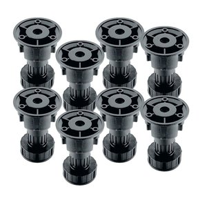 Kit 08 Pé Nivelador Plástico para Móveis 100mm (160kg) Preto Hafele 01 Kit