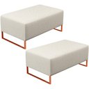 Ver imagem 1 de Kit 02 Puffs Decorativo Sala De Estar Cléo 90cm W01 Base Ferro Cobre Linho Champagne - Lyam Decor