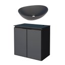 Ver imagem 1 de Gabinete Para Banheiro Preto Aço Umbu Tampo Vidro Com Cuba Bali Preta Cozimax