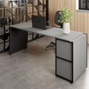 Ver imagem 1 de Mesa Escrivaninha 170cm X 60cm e Armário 2 Portas F5 Office Cor:cinza Sagrado com Preto