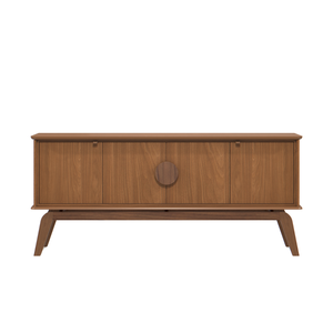 Aparador Buffet Balcão Organizador 4 Portas Mdf Pé Madeira:nature