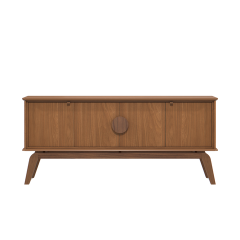 Aparador Buffet Balcão Organizador 4 Portas Mdf Pé Madeira:nature