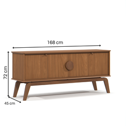 Aparador Buffet Balcão Organizador 4 Portas Mdf Pé Madeira:nature - 4