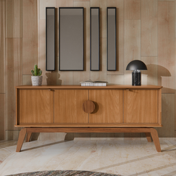 Aparador Buffet Balcão Organizador 4 Portas Mdf Pé Madeira:nature - 6
