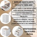 Ver imagem 5 de Penteadeira Cômoda Gaveteiro com Banqueta Embutido 100% Mdf Espelho Basculante Branco