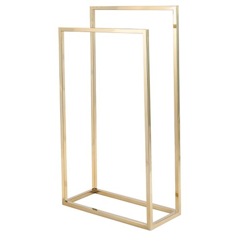 Toalheiro Porta Toalha de Piso Linha Larissa em Aço Inox 304 Dourado Brilhante Stainless