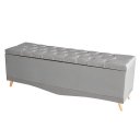 Ver imagem 3 de Kit Estrela Cabeceira de Cama Painel e Calçadeira Baú Botão Cristal King 195 Cm Suede Prata Eli Móve