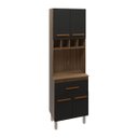 Ver imagem 2 de Armário Paneleiro Vivian com Adega 4 Portas 1 Gaveta Cozinha Compacta Savana Preto