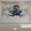 Ver imagem 1 de Papel de Parede Painel Bebê Ursinho Aviador