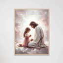 Ver imagem 1 de Quadro Decorativo Jesus Cristo e a Menina Rezando Orando Quarto Infantil