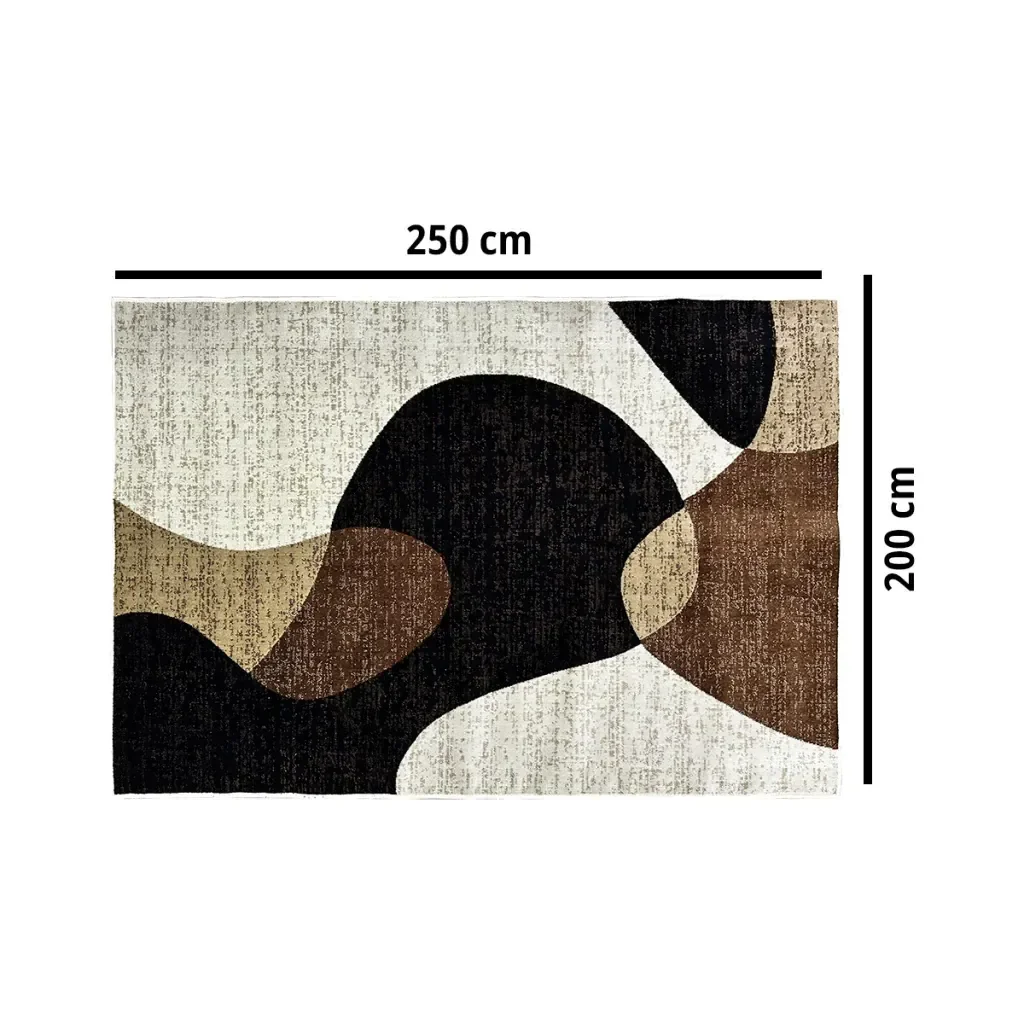 Ver imagem 4 de 1 Tapete Escritório Grande Belga Luxo Es Mo 200 X 250 D06 - D6mod Bege Preto Marrom Marfim - Moderno