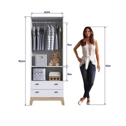 Guarda Roupa Infantil 73cm 2 Portas 2 Gavetas Favo de Mel 005 Branco - Completa Móveis COMPLETA MÓVE - 4