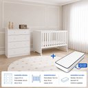 Ver mais imagens de Kit Quarto de Bebê Doce Sonho com Berço com Rodízio Cômoda com Trocador e Colchão D18 130x60 Movellu
