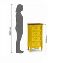 Ver imagem 4 de Cômoda Alta 4 Gavetas Estreita Amsterdã Amarelo/Amêndoa