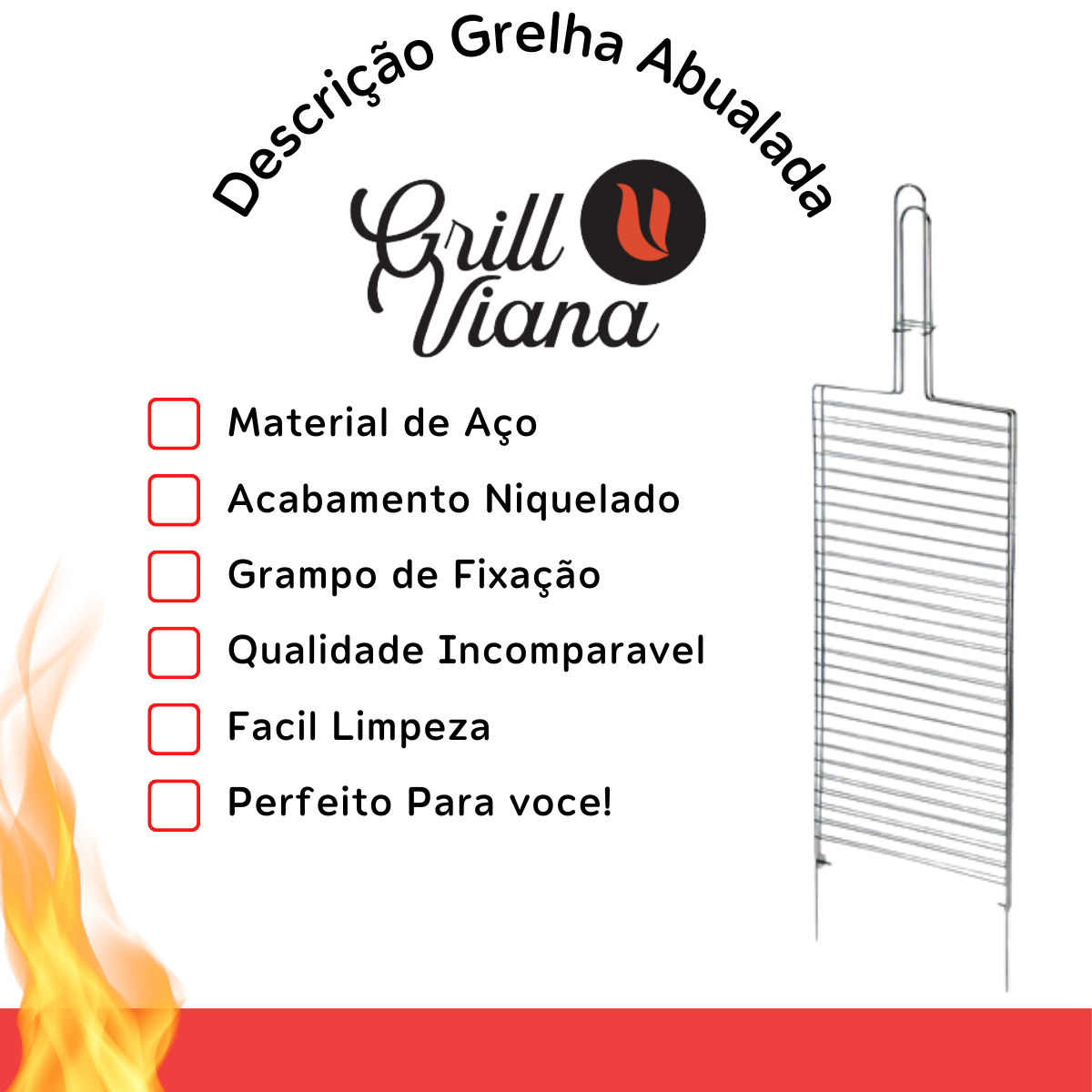 Grelha Abaulada para Churrasco Abre e Fecha em Aço 76x22cm - 3