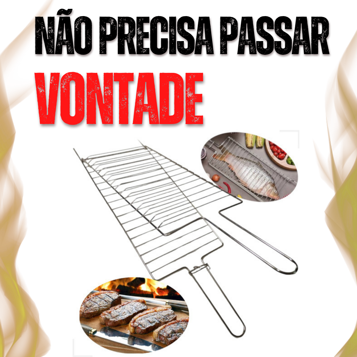 Grelha Abaulada para Churrasco Abre e Fecha em Aço 76x22cm - 2