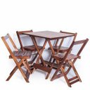 Ver imagem 1 de Mesa Dobrável com 4 Cadeiras 70x70 Imbuia