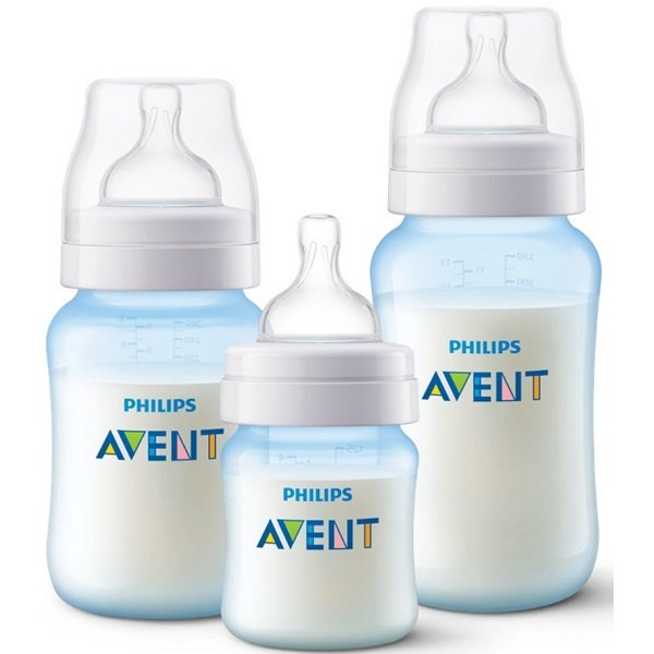 Kit 3 Mamadeiras Classica Azul 125ml 260ml e 330ml Philips Avent Scy119/20