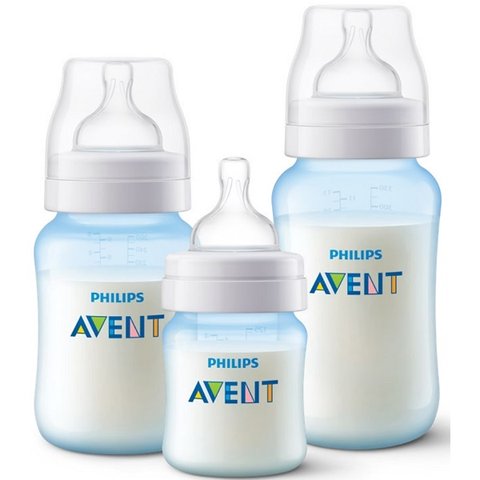 Kit 3 Mamadeiras Classica Azul 125ml 260ml e 330ml Philips Avent Scy119/20