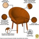 Ver imagem 2 de Poltrona para Sala Compacta Apartamento Tecido Corano Premium Base Fixa Pés Retrô